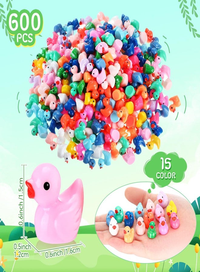 RoundFunny 600 Pcs Mini Resin Duck Tiny Duck Figurines Bulk for Garden Dollhouse Craft Ornament Handmade Charms Potted Plants Decoration, 15 Colors - Image 2